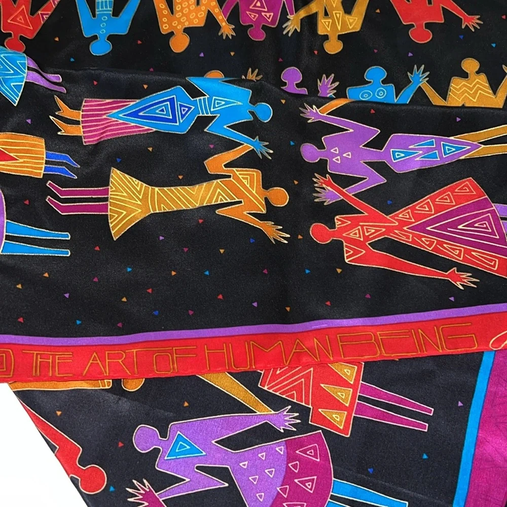 Laurel Burch silk Colorful Geometric Pattern Scarf 34” square